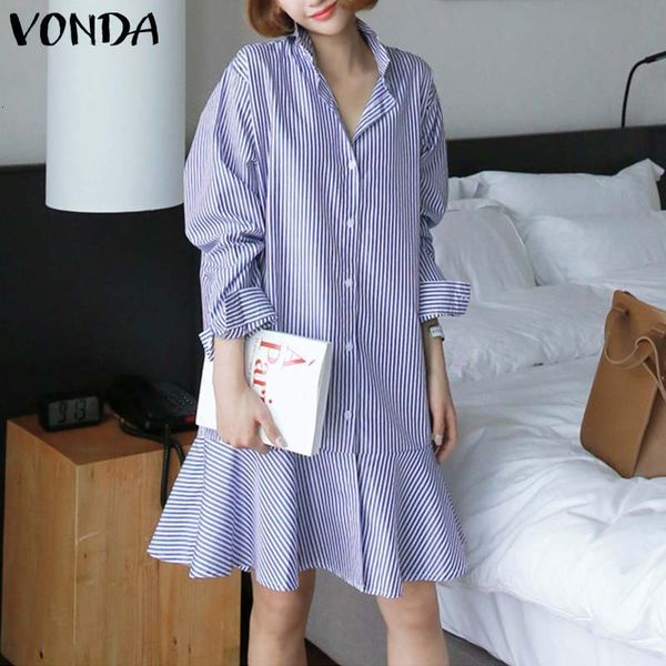 dresses striped shirt women vintage long sleeve holiday ruffled dress 2021 vonda summer sundress casual vestidos plus size, Black;gray
dresses striped shirt women vintage long sleeve holiday ruffled dress 2021 vonda summer sundress casual vestidos plus size, Black;gray