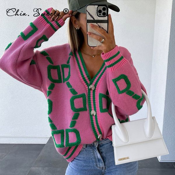 knitted print womens v-neck sweater cardigan 2021 autumn loose single breasted color matching sweaters lady basic casual, White;black
knitted print womens v-neck sweater cardigan 2021 autumn loose single breasted color matching sweaters lady basic casual, White;black