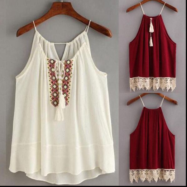 women clothes camis embroidered cami tassel drawstring tanks shirt halter vest clothing, White
women clothes camis embroidered cami tassel drawstring tanks shirt halter vest clothing, White