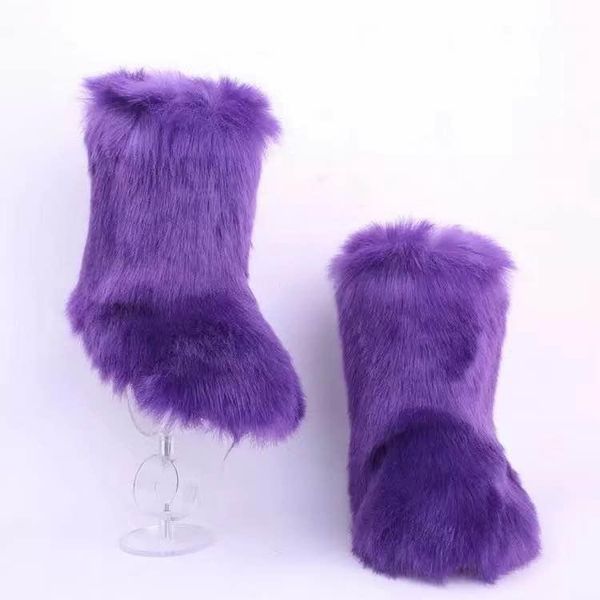winter shoes women snow boots with bag headband luxury fur for, Black
