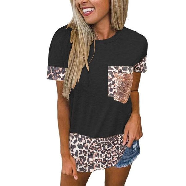 summer women leopard stitching short sleeve t shirt casual female tees plus size loose pocket ladies fashion street women's t-shirt, White
summer women leopard stitching short sleeve t shirt casual female tees plus size loose pocket ladies fashion street women's t-shirt, White