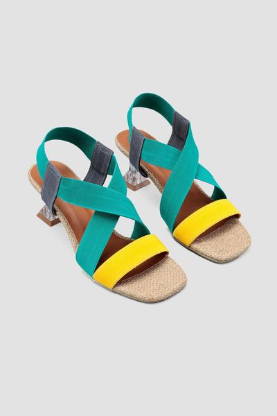 sandals women lemon gray oil short transparent heels, Black