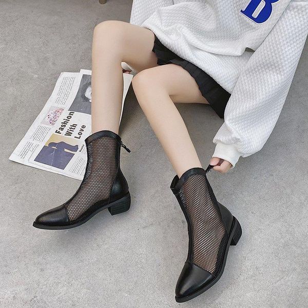 mesh boots ladies summer thin breathable hollow spring/summer 2021 boot women's square head feminino, Black
mesh boots ladies summer thin breathable hollow spring/summer 2021 boot women's square head feminino, Black