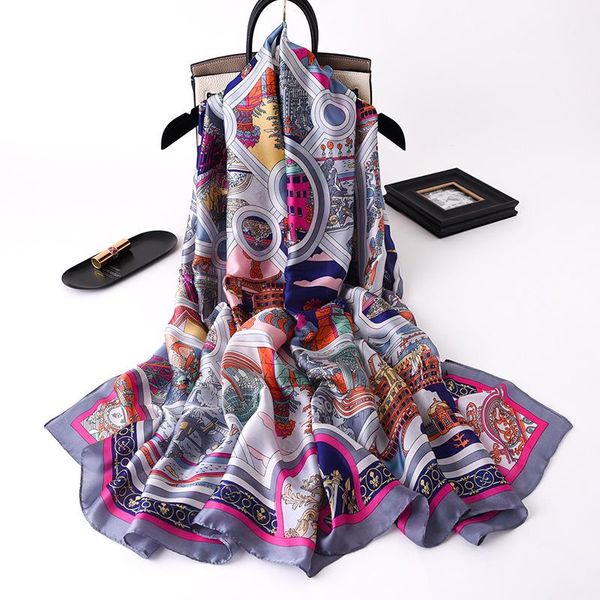 women silk scarf brand fashion print spring autumn warm scarves hijabs female foulard bandana, Blue;gray
women silk scarf brand fashion print spring autumn warm scarves hijabs female foulard bandana, Blue;gray