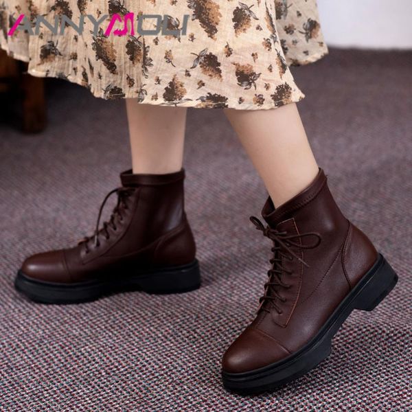boots annymoli women short shoes real leather platform chunky heels motorcycle cross tied mid heel ankle brown 43, Black
boots annymoli women short shoes real leather platform chunky heels motorcycle cross tied mid heel ankle brown 43, Black