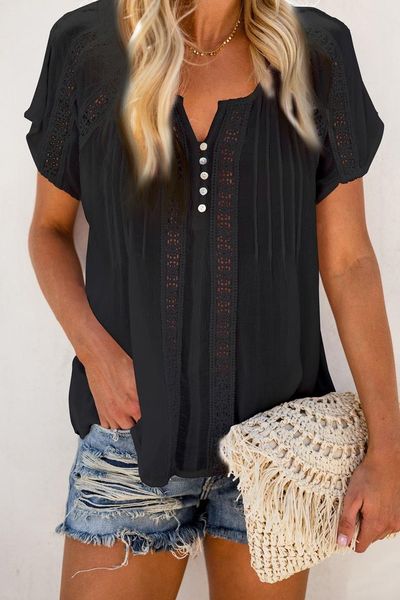 women's t-shirt women solid color hollow v-neckline short-sleeved summer casual short sleeve t-shirts plus size pullover, White
women's t-shirt women solid color hollow v-neckline short-sleeved summer casual short sleeve t-shirts plus size pullover, White