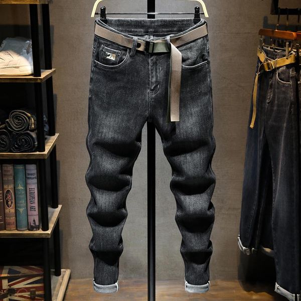 men's jeans korean style fashion men retro black gray elastic slim fit vintage embroidery designer casual denim pencil pants, Blue
men's jeans korean style fashion men retro black gray elastic slim fit vintage embroidery designer casual denim pencil pants, Blue