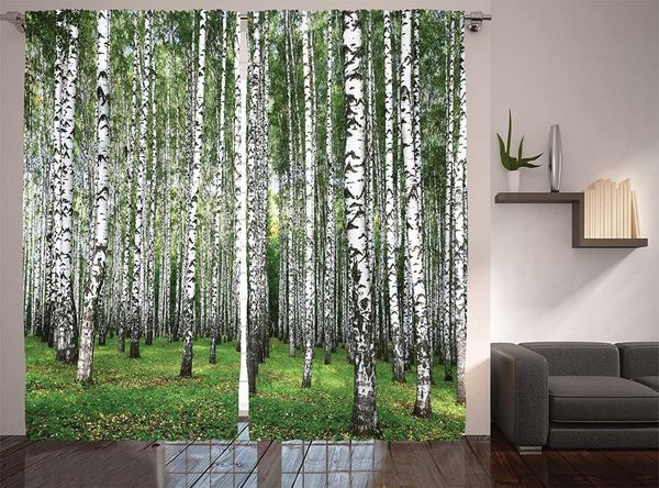 curtain & drapes landscape curtains autumn trees in birch forest september time view picture living room bedroom window white