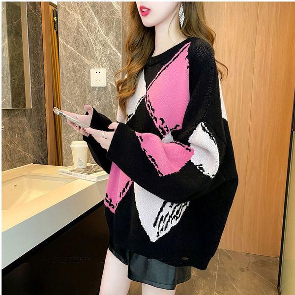 sweater knit meitong loose and thin contrast color long sleeved women's autumn winter 2021 lazy wind korean thick, White;black
sweater knit meitong loose and thin contrast color long sleeved women's autumn winter 2021 lazy wind korean thick, White;black