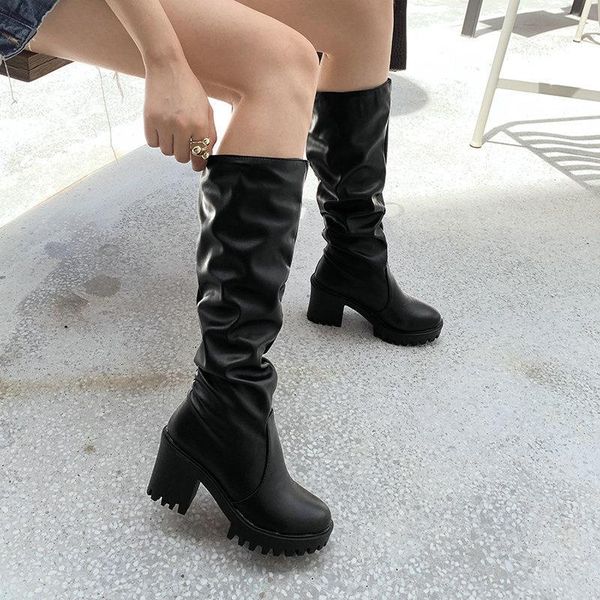 boots women's knee high heels solid color pleated simple style winter fashion personalized women shoes large 43, Black
boots women's knee high heels solid color pleated simple style winter fashion personalized women shoes large 43, Black