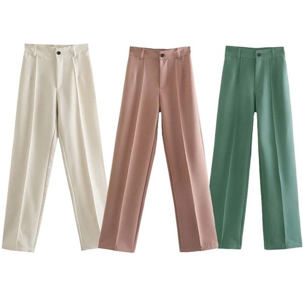 traf women pink high waist pants fashion office female trousers za chic classic straight button up black loose trouse 210915, Black;white
traf women pink high waist pants fashion office female trousers za chic classic straight button up black loose trouse 210915, Black;white