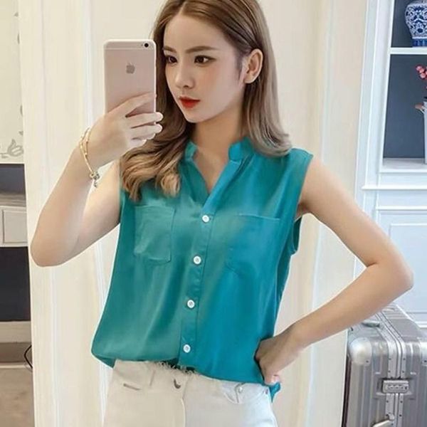 arrival summer korea fashion women sleeveless cotton white shirt double pocket loose casual v-neck blouse femme blusas s929 women's blo
arrival summer korea fashion women sleeveless cotton white shirt double pocket loose casual v-neck blouse femme blusas s929 women's blo