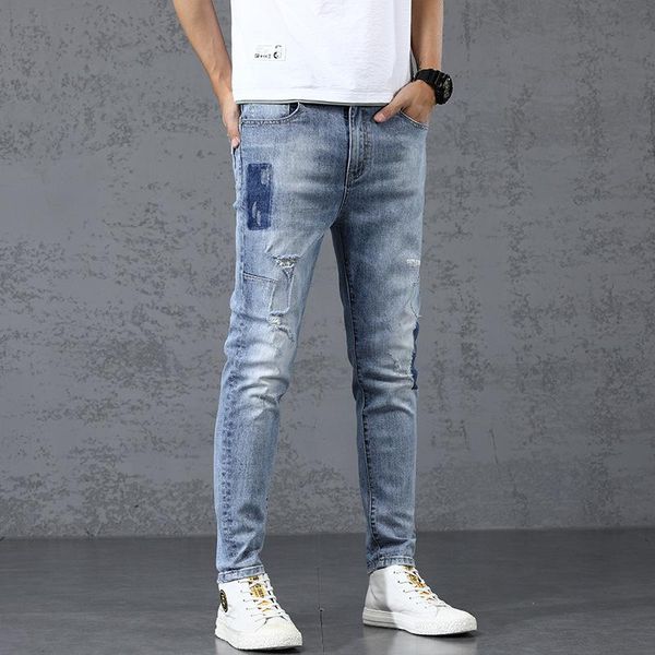 men's jeans mid-waist trend slim fashion young and handsome men clothing stretch casual four seasons pants, Blue
men's jeans mid-waist trend slim fashion young and handsome men clothing stretch casual four seasons pants, Blue