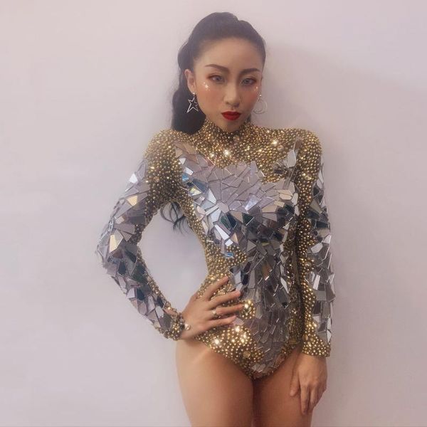 women sparkly gold rhinestones mirrors shining bodysuit birthday celebrate outfit dj singer show dance stretch women's jumpsuits & romp, Black;white
women sparkly gold rhinestones mirrors shining bodysuit birthday celebrate outfit dj singer show dance stretch women's jumpsuits & romp, Black;white