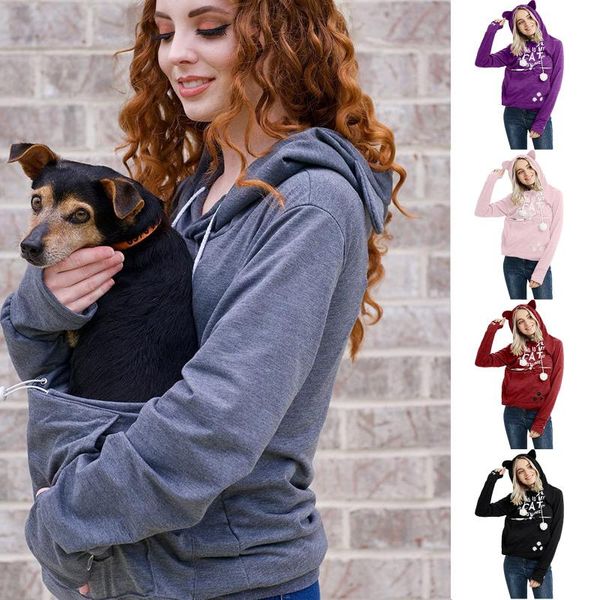 women's hoodies & sweatshirts autumn winter fleece loose pet hooded pullover cat dog large pouch carriers sweatshirt streetwear, Black
women's hoodies & sweatshirts autumn winter fleece loose pet hooded pullover cat dog large pouch carriers sweatshirt streetwear, Black