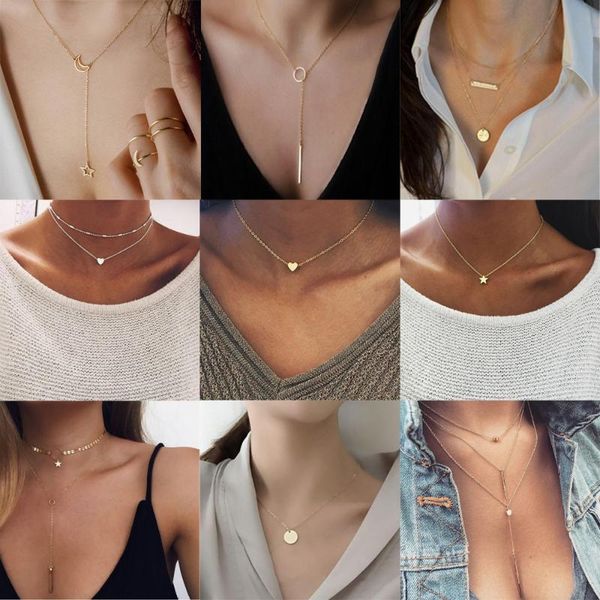 tiny heart star necklace for women short chain coin bar pendant gift bohemian choker jewelry chokers, Golden;silver
tiny heart star necklace for women short chain coin bar pendant gift bohemian choker jewelry chokers, Golden;silver