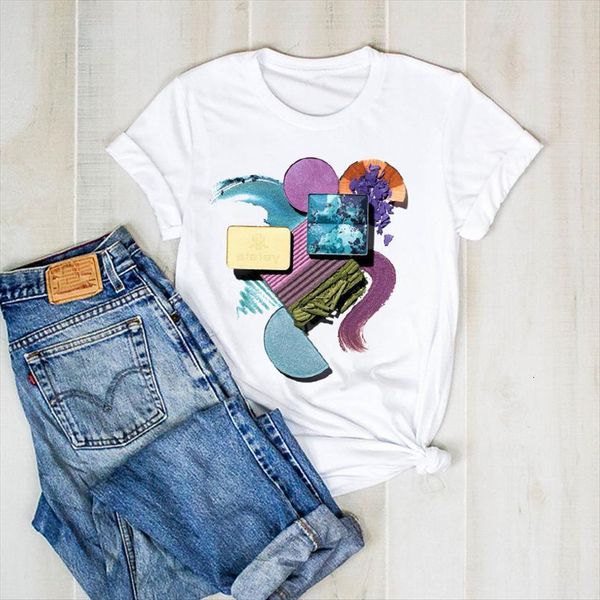 print 3d color make up womens t shirt cute paint graphic clothes tee female clothing, White
print 3d color make up womens t shirt cute paint graphic clothes tee female clothing, White