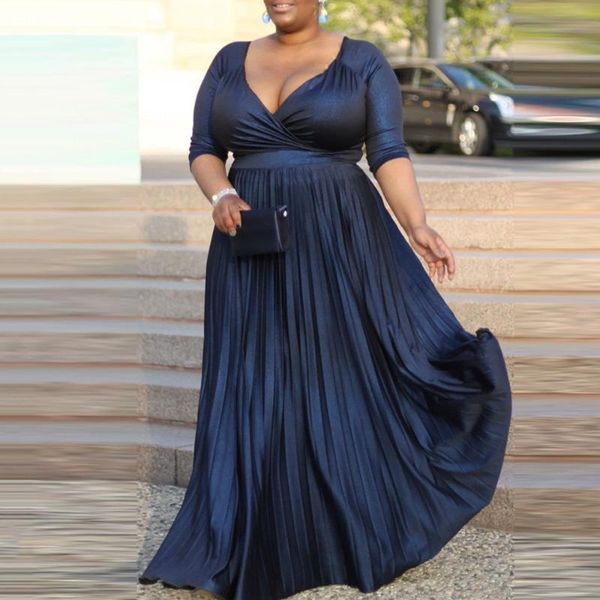 casual dresses autumn maxi dress for women plus size 4xl 5xl pleated blue color v neck high waisted floor length luxury elegant party, Black;gray
casual dresses autumn maxi dress for women plus size 4xl 5xl pleated blue color v neck high waisted floor length luxury elegant party, Black;gray