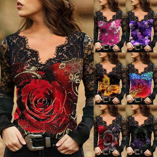 women's blouses & shirts lace blouse women long sleeve v-neck stitching print casual autumn slim fit ladies floral vintage plus si, White
women's blouses & shirts lace blouse women long sleeve v-neck stitching print casual autumn slim fit ladies floral vintage plus si, White