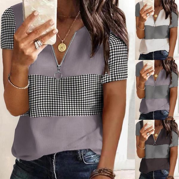 women's t-shirt feitong women t shirt fashion contrast color stripe zipper v-neck short sleeves casual t-shirts tee female streetwear t, White
women's t-shirt feitong women t shirt fashion contrast color stripe zipper v-neck short sleeves casual t-shirts tee female streetwear t, White