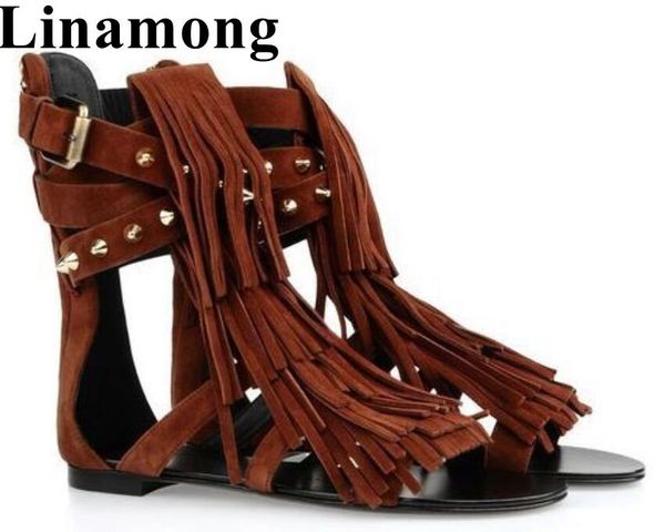fringe rome style plat with women sandals fashion flack buckle strap and open toe rivet decoration summer shoes, Black
fringe rome style plat with women sandals fashion flack buckle strap and open toe rivet decoration summer shoes, Black