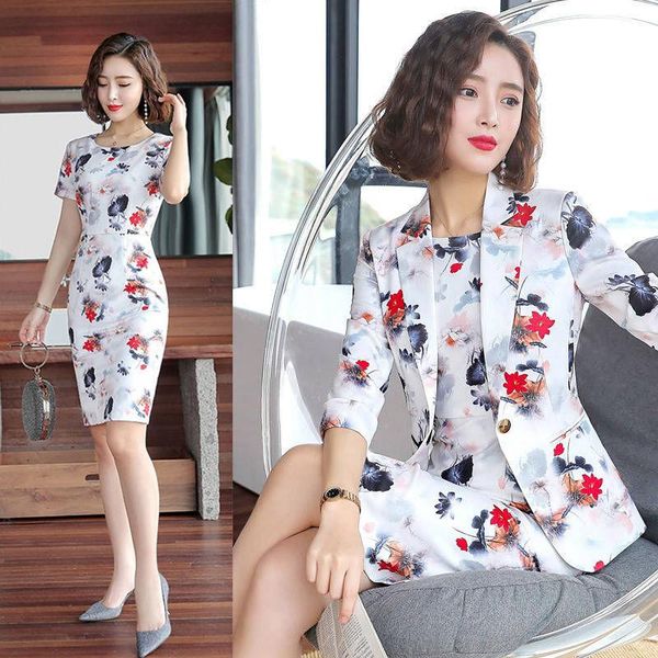 two piece dress two-piece royal sister suit western fashion korean style printed three-quarter-sleeved skirt lady's small fragrance, White
two piece dress two-piece royal sister suit western fashion korean style printed three-quarter-sleeved skirt lady's small fragrance, White
