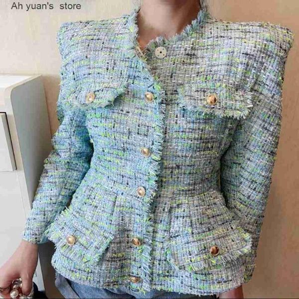 women's jackets ah yuan fashion women tweed jacket with shoulder pad flower bud hem suit lady chic coat single-breasted plaid coats, Black;brown
women's jackets ah yuan fashion women tweed jacket with shoulder pad flower bud hem suit lady chic coat single-breasted plaid coats, Black;brown