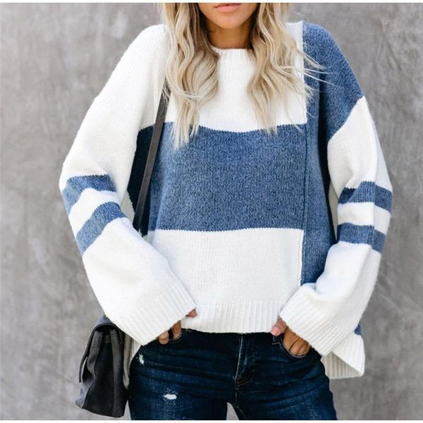 women's sweaters casual loose color matching sweater in autumn / winter 2021 round neck long sleeve pullover female wm*, White;black
women's sweaters casual loose color matching sweater in autumn / winter 2021 round neck long sleeve pullover female wm*, White;black