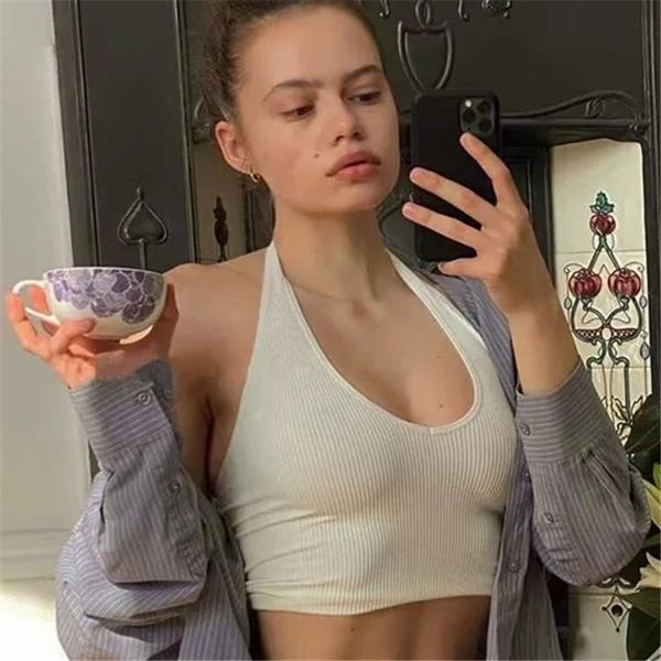 women's tanks & camis v-neck hanging neck vest 2021 summer street fashion show thin elastic backless brief paragraph condole belt, White
women's tanks & camis v-neck hanging neck vest 2021 summer street fashion show thin elastic backless brief paragraph condole belt, White