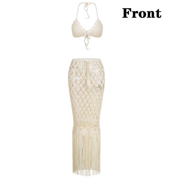 women's swimwear style handmade crochet women long dress with bikini hollow-out tassels hem beachwear, White;black
women's swimwear style handmade crochet women long dress with bikini hollow-out tassels hem beachwear, White;black