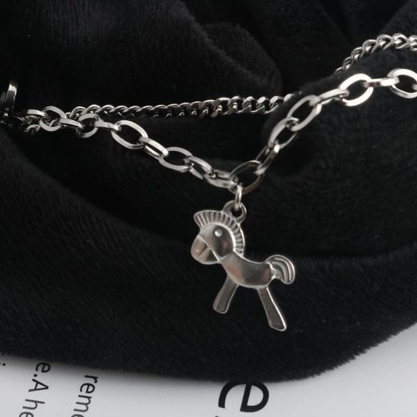 link, chain stainless steel men's bracelet ladies couple punk hip hop retro double pony, Black
link, chain stainless steel men's bracelet ladies couple punk hip hop retro double pony, Black