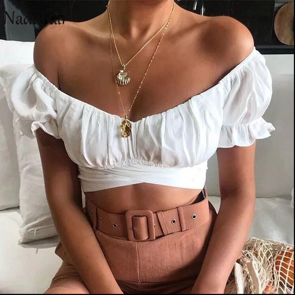 nadafair women blouses blouse summer off shoulder puff sleeve bow tied beach short backless crop white
nadafair women blouses blouse summer off shoulder puff sleeve bow tied beach short backless crop white