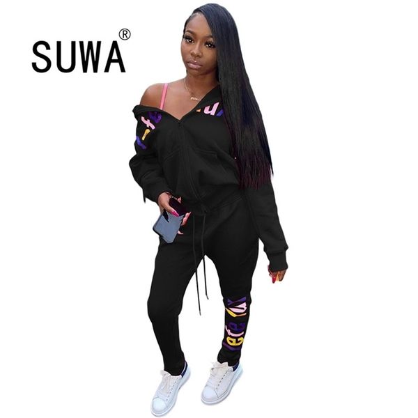 women colorful letter printed zipper long sleeve coats jacket and stacked legging sweatpants k-pop style 2 piece winter set 210525, White
women colorful letter printed zipper long sleeve coats jacket and stacked legging sweatpants k-pop style 2 piece winter set 210525, White