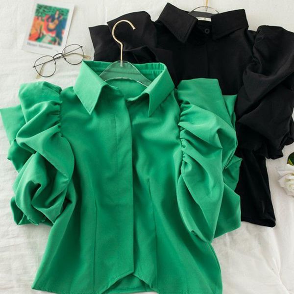 women's blouses & shirts 2021 summer temperament elegant retro solid color lapel puff sleeve blouse fashion design simplicity japanese, White
women's blouses & shirts 2021 summer temperament elegant retro solid color lapel puff sleeve blouse fashion design simplicity japanese, White