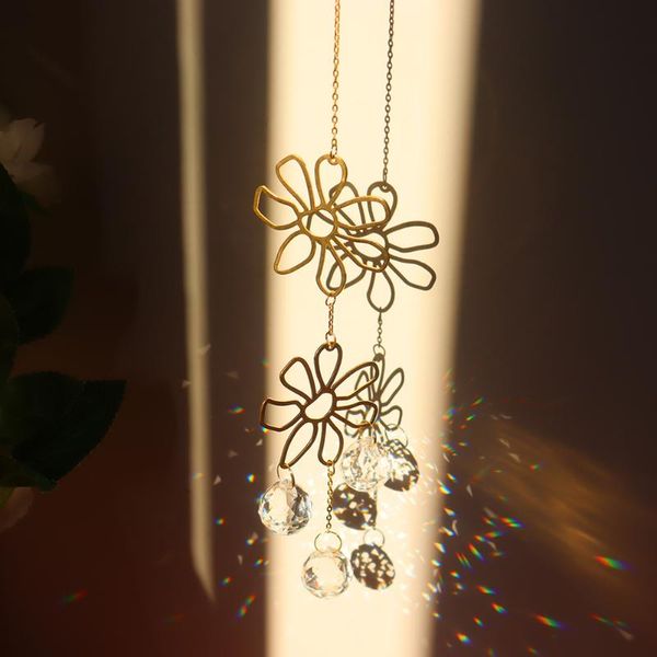 decorative objects & figurines creative crystal light flower prism metal pendant home garden balcony car hanging exquisite wind chime gift
decorative objects & figurines creative crystal light flower prism metal pendant home garden balcony car hanging exquisite wind chime gift