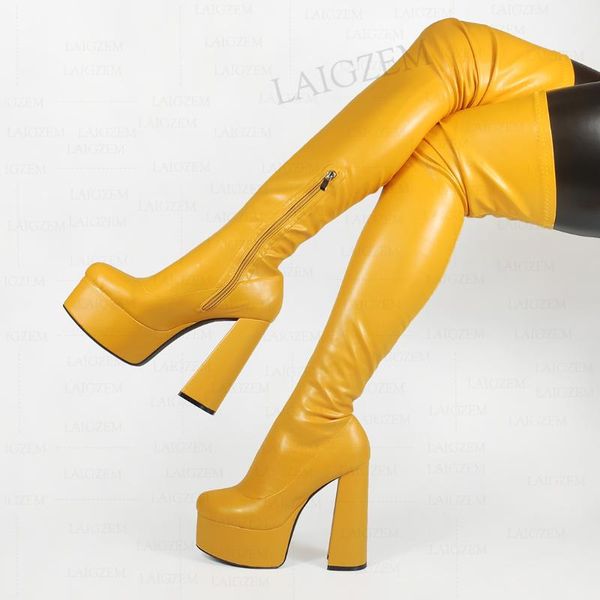 boots women thigh high block heels elastic platform over knee faux leather botines zip shoes big size 44 47, Black
boots women thigh high block heels elastic platform over knee faux leather botines zip shoes big size 44 47, Black