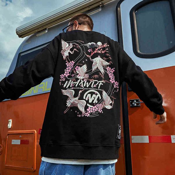 men's hoodies & sweatshirts male hip hop harajuku sweater, streetwear, crane, japanese, sakura print, loose sweatshirt, casual cotton, Black
men's hoodies & sweatshirts male hip hop harajuku sweater, streetwear, crane, japanese, sakura print, loose sweatshirt, casual cotton, Black