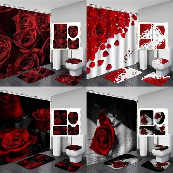 digital printing rose flowers shower curtain waterproof polyester bathroom curtains red set bath mats rugs
digital printing rose flowers shower curtain waterproof polyester bathroom curtains red set bath mats rugs