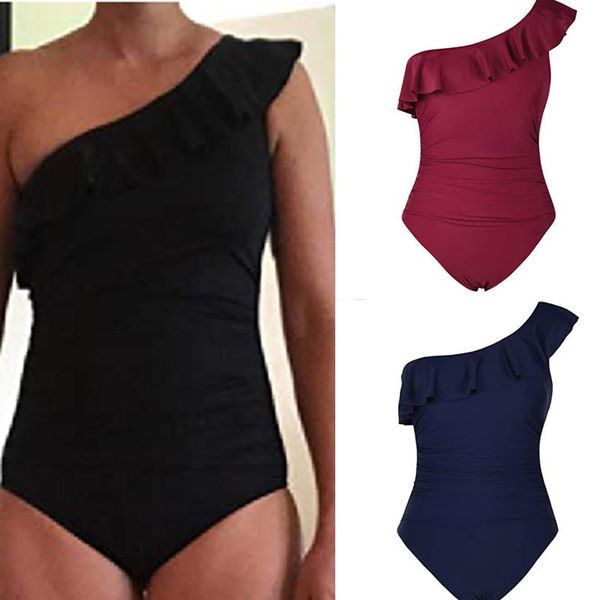 women's swimwear women swimsuits one shoulder asymmetric ruffle beachwear solid one-piece swimsuit high waist bathing suit bikini #1, White;black
women's swimwear women swimsuits one shoulder asymmetric ruffle beachwear solid one-piece swimsuit high waist bathing suit bikini #1, White;black