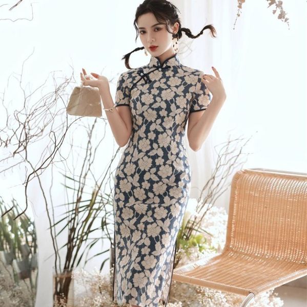 ethnic clothing navy blue lace female cheongsam mid length vintage qipao traditional chinese style vestidos tight party prom dress gown, Red
ethnic clothing navy blue lace female cheongsam mid length vintage qipao traditional chinese style vestidos tight party prom dress gown, Red