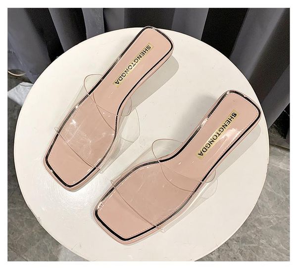 slippers fashion transparent pvc women square toe shoes for designer slides temperament 2021 summer high heels, Black
slippers fashion transparent pvc women square toe shoes for designer slides temperament 2021 summer high heels, Black