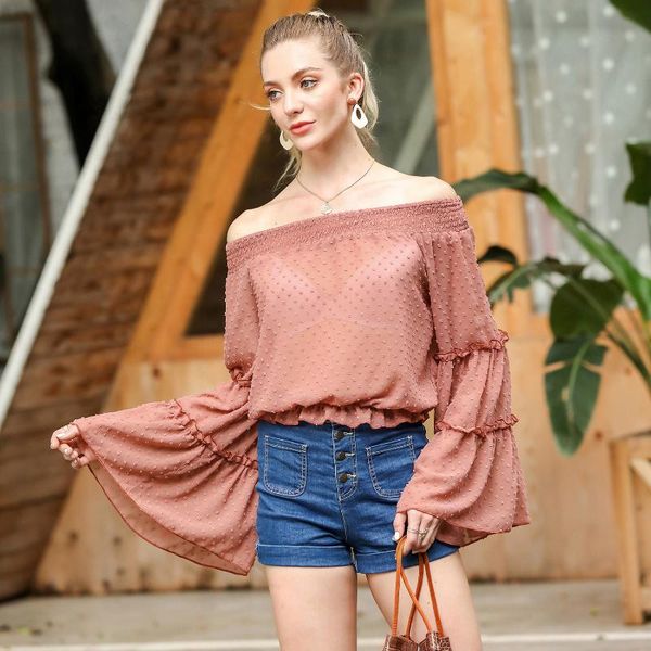 women's blouses & shirts 2021 sweet ruffle flare sleeve pink blouse elegant off shoulder streetwear chiffon shirt women fashion crop fe, White
women's blouses & shirts 2021 sweet ruffle flare sleeve pink blouse elegant off shoulder streetwear chiffon shirt women fashion crop fe, White