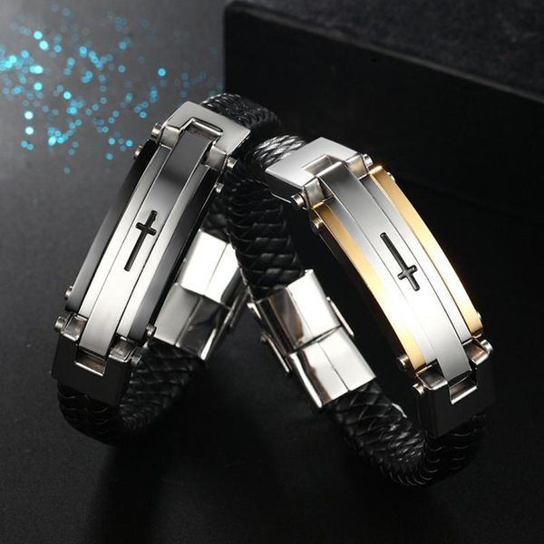 link, chain leather bracelet men stainless steel gold black fashion luxury cross jewelry charm hip hop wholesale
link, chain leather bracelet men stainless steel gold black fashion luxury cross jewelry charm hip hop wholesale