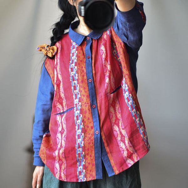 johnature autumn cotton linen retro patchwork print all-match irregular shirt loose leisure single breasted women 210521, White
johnature autumn cotton linen retro patchwork print all-match irregular shirt loose leisure single breasted women 210521, White