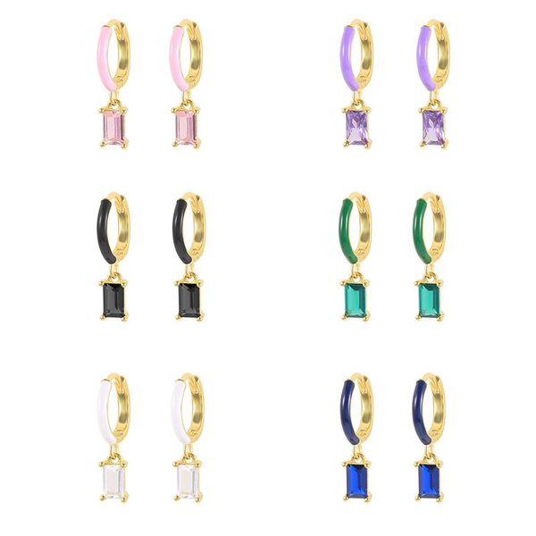 hoop & huggie 925 sterling silver enamel earrings for women rectangular zircon dangle pendientes wedding gift jewelry, Golden;silver
hoop & huggie 925 sterling silver enamel earrings for women rectangular zircon dangle pendientes wedding gift jewelry, Golden;silver