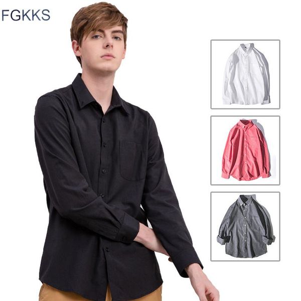 men's casual shirts fgkks men fashion trend brand solid color long sleeve autumn male oxford shirt, White;black
men's casual shirts fgkks men fashion trend brand solid color long sleeve autumn male oxford shirt, White;black