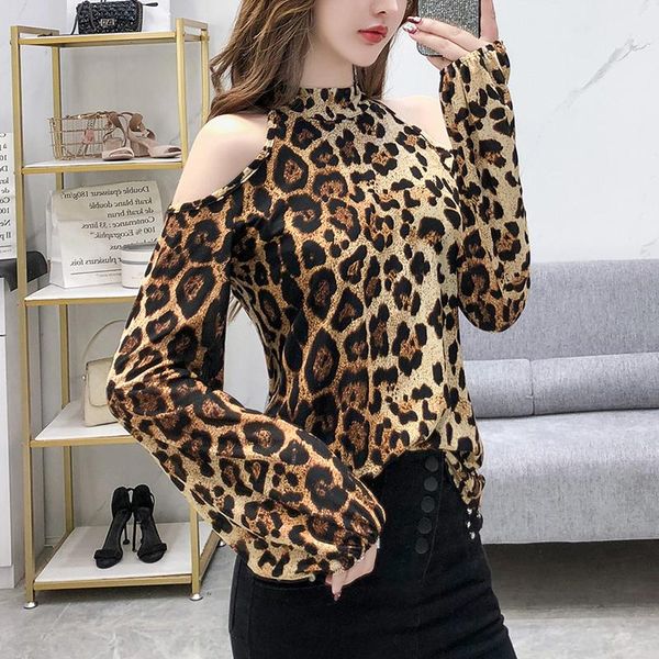 women's t-shirt streetwear leopard print off shoulder female 2021 autumn lantern sleeve ladies temperament mesh shirt half-turtleneck t, White
women's t-shirt streetwear leopard print off shoulder female 2021 autumn lantern sleeve ladies temperament mesh shirt half-turtleneck t, White