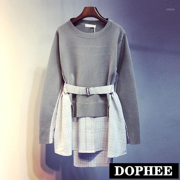 women's sweaters fake two-piece knitted women 2021 autumn korean autumn/winter plaid patchwork long loose-fitting top, White;black
women's sweaters fake two-piece knitted women 2021 autumn korean autumn/winter plaid patchwork long loose-fitting top, White;black