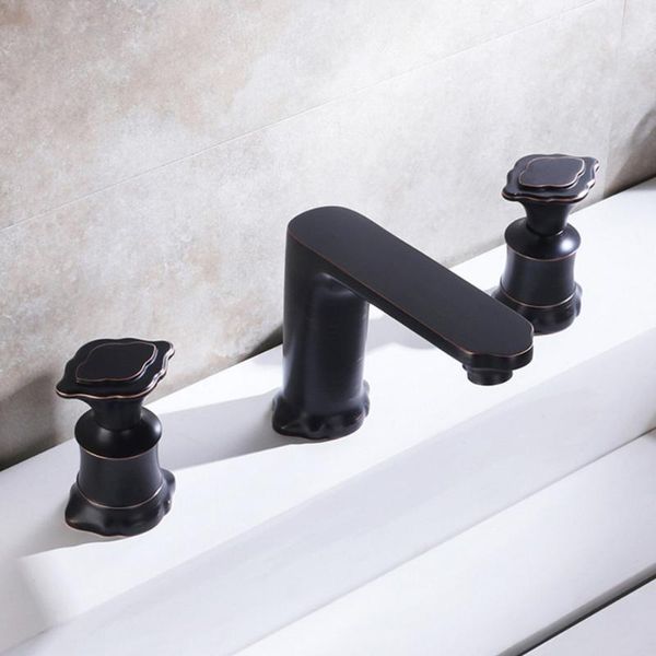 anqique black bathroom faucet water tap three hole sink widespread basin 8' mixer faucets
anqique black bathroom faucet water tap three hole sink widespread basin 8' mixer faucets