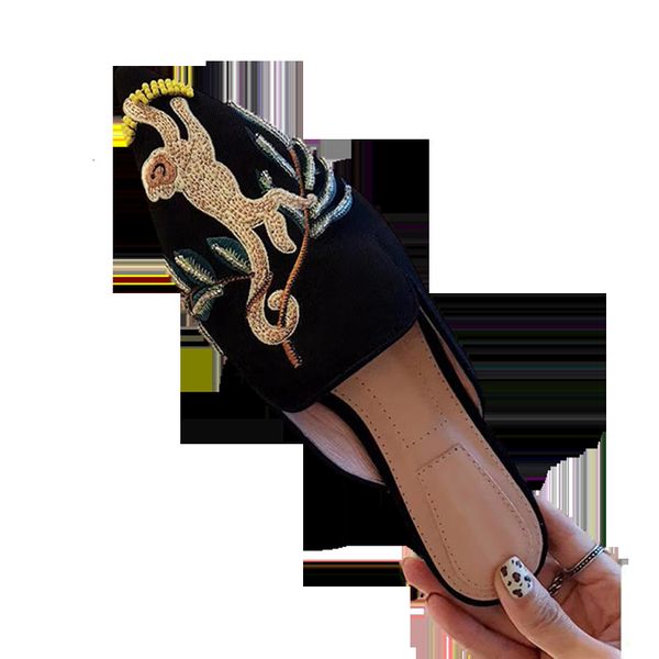 sandals summer shoes lazy mullers retro embroidery pointed toe flat slippers flip flops satin sandals zapatos mujer 3xyy, Black
sandals summer shoes lazy mullers retro embroidery pointed toe flat slippers flip flops satin sandals zapatos mujer 3xyy, Black